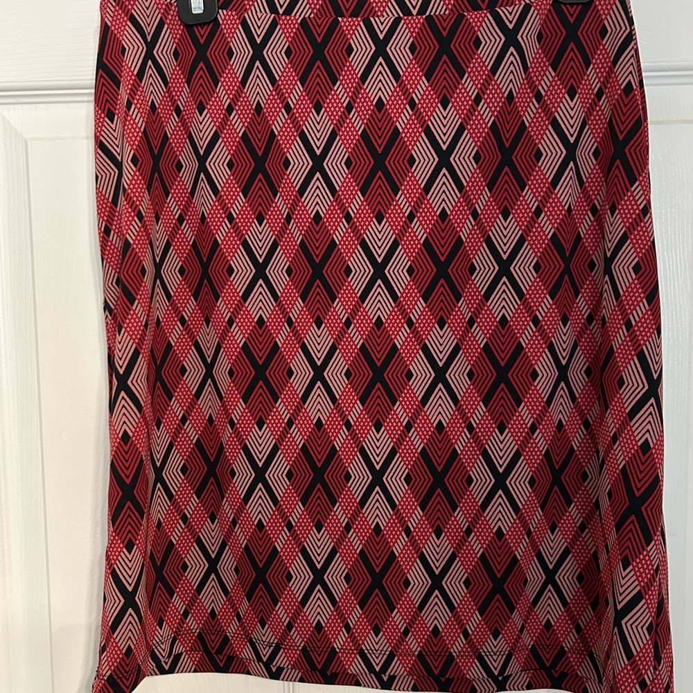 EXPRESS Geometric Red Pink and Black Skirt